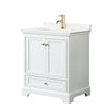 Custom image for White with Brushed Gold Trim / White Quartz, Rectangular Sink / No Mirror