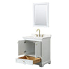 Custom image for White with Brushed Gold Trim / White Quartz, Rectangular Sink / 24