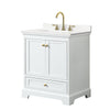 Custom image for White with Brushed Gold Trim / White Quartz, Rectangular Sink / No Mirror