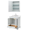 Custom image for White with Polished Chrome Trim / Carrara Cultured Marble, Rectangular Sink / Medicine Cabinet