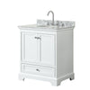 Custom image for White with Polished Chrome Trim / White Carrara Marble, Oval Sink / No Mirror