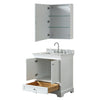 Custom image for White with Polished Chrome Trim / White Carrara Marble, Rectangular Sink / Medicine Cabinet