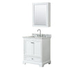 Custom image for White with Polished Chrome Trim / White Carrara Marble, Rectangular Sink / Medicine Cabinet