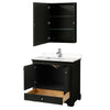 Custom image for Dark Espresso with Polished Chrome Trim / Carrara Cultured Marble, Rectangular Sink / Medicine Cabinet