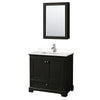 Custom image for Dark Espresso with Polished Chrome Trim / Carrara Cultured Marble, Rectangular Sink / Medicine Cabinet