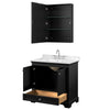 Custom image for Dark Espresso with Polished Chrome Trim / Carrara Cultured Marble, Rectangular Sink / Medicine Cabinet