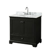 Custom image for Dark Espresso with Polished Chrome Trim / White Carrara Marble, Oval Sink / No Mirror