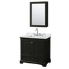 Custom image for Dark Espresso with Polished Chrome Trim / White Carrara Marble, Rectangular Sink / Medicine Cabinet