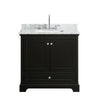 Custom image for Dark Espresso with Polished Chrome Trim / White Carrara Marble, Rectangular Sink / No Mirror