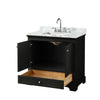 Custom image for Dark Espresso with Polished Chrome Trim / White Carrara Marble, Rectangular Sink / No Mirror