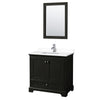 Custom image for Dark Espresso with Polished Chrome Trim / White Cultured Marble, Rectangular Sink / 24