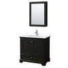 Custom image for Dark Espresso with Polished Chrome Trim / White Cultured Marble, Rectangular Sink / Medicine Cabinet