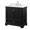 Custom image for Dark Espresso with Polished Chrome Trim / White Cultured Marble, Rectangular Sink / No Mirror