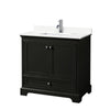 Custom image for Dark Espresso with Polished Chrome Trim / White Quartz, Rectangular Sink / No Mirror