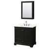 Custom image for Dark Espresso with Polished Chrome Trim / White Quartz, Rectangular Sink / Medicine Cabinet