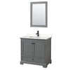 Custom image for Dark Gray with Matte Black Trim / Carrara Cultured Marble, Rectangular Sink / 24