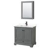 Custom image for Dark Gray with Matte Black Trim / Carrara Cultured Marble, Rectangular Sink / Medicine Cabinet