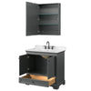 Custom image for Dark Gray with Matte Black Trim / Carrara Cultured Marble, Rectangular Sink / Medicine Cabinet