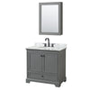 Custom image for Dark Gray with Matte Black Trim / White Carrara Marble, Oval Sink / Medicine Cabinet