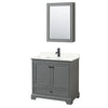Custom image for Dark Gray with Matte Black Trim / Giotto Quartz, Rectangular Sink / Medicine Cabinet