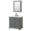 Custom image for Dark Gray with Matte Black Trim / White Quartz, Rectangular Sink / Medicine Cabinet
