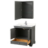 Custom image for Dark Gray with Polished Chrome Trim / Carrara Cultured Marble, Rectangular Sink / Medicine Cabinet