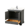Custom image for Dark Gray with Polished Chrome Trim / Carrara Cultured Marble, Rectangular Sink / No Mirror