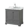 Custom image for Dark Gray with Polished Chrome Trim / White Carrara Marble, Oval Sink / No Mirror