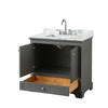 Custom image for Dark Gray with Polished Chrome Trim / White Carrara Marble, Rectangular Sink / No Mirror