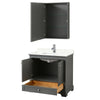Custom image for Dark Gray with Polished Chrome Trim / Giotto Quartz, Rectangular Sink / Medicine Cabinet