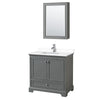 Custom image for Dark Gray with Polished Chrome Trim / White Cultured Marble, Rectangular Sink / Medicine Cabinet