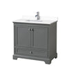Custom image for Dark Gray with Polished Chrome Trim / White Cultured Marble, Rectangular Sink / No Mirror