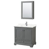 Custom image for Dark Gray with Polished Chrome Trim / White Quartz, Rectangular Sink / Medicine Cabinet