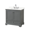Custom image for Dark Gray with Polished Chrome Trim / White Quartz, Rectangular Sink / No Mirror