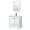 Custom image for White with Matte Black Trim / Carrara Cultured Marble, Rectangular Sink / 24