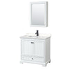 Custom image for White with Matte Black Trim / Carrara Cultured Marble, Rectangular Sink / Medicine Cabinet