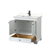 Custom image for White with Matte Black Trim / Carrara Cultured Marble, Rectangular Sink / No Mirror