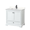Custom image for White with Matte Black Trim / Carrara Cultured Marble, Rectangular Sink / No Mirror