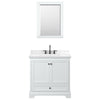 Custom image for White with Matte Black Trim / Carrara Cultured Marble, Rectangular Sink / Medicine Cabinet