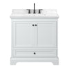 Custom image for White with Matte Black Trim / Carrara Cultured Marble, Rectangular Sink / No Mirror