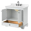 Custom image for White with Matte Black Trim / Carrara Cultured Marble, Rectangular Sink / No Mirror