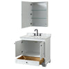 Custom image for White with Matte Black Trim / White Carrara Marble, Oval Sink / Medicine Cabinet