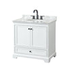 Custom image for White with Matte Black Trim / White Carrara Marble, Oval Sink / No Mirror