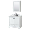 Custom image for White with Matte Black Trim / White Carrara Marble, Rectangular Sink / Medicine Cabinet