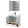 Custom image for White with Matte Black Trim / White Cultured Marble, Rectangular Sink / Medicine Cabinet