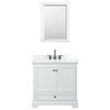 Custom image for White with Matte Black Trim / White Cultured Marble, Rectangular Sink / Medicine Cabinet