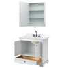Custom image for White with Matte Black Trim / White Cultured Marble, Rectangular Sink / Medicine Cabinet