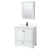 Custom image for White with Matte Black Trim / White Quartz, Rectangular Sink / Medicine Cabinet