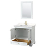 Custom image for White with Brushed Gold Trim / Carrara Cultured Marble, Rectangular Sink / 24