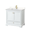Custom image for White with Brushed Gold Trim / Carrara Cultured Marble, Rectangular Sink / No Mirror